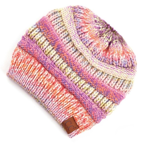 🆕 Rose Mix Multi-Color Messy Bun Beanie